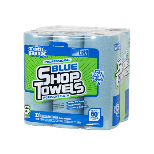 Disposable Blue Shop Towels - 55 Sheets Each / 6 Pack / Quantity 4
