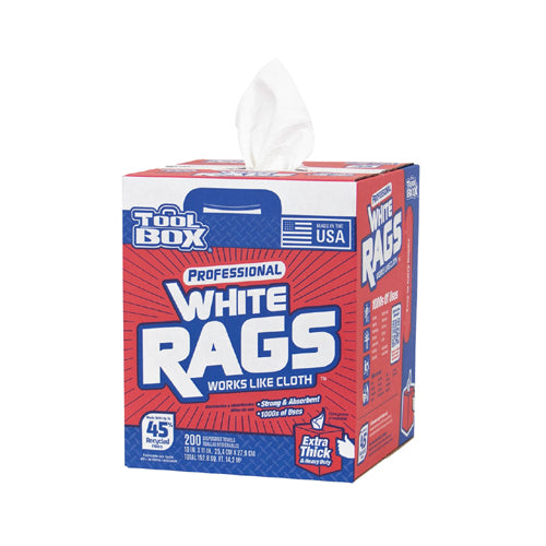 Disposable White Rags - Extra Thick - Box of 200 Sheets / Quantity 6 Boxes